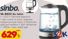 SİNBO SK-8032 SU ISITICI KETTLE